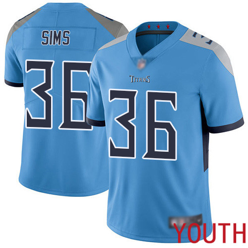 Tennessee Titans Limited Light Blue Youth LeShaun Sims Alternate Jersey NFL Football 36 Vapor Untouchable